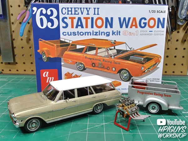 1963 Chevy II Station Wagon with Trailer (3 'n 1) (1/25) (fs)