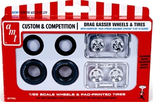 Drag Gasser Halibrand Wheels and Goodyear Blue Streak Tires Pack (1/25) (fs)