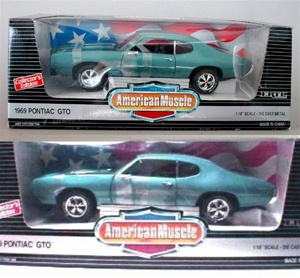 1969 PONTIAC GTO CRYSTAL TURQUOISE/BLK INTERIOR WHEEL MIXUP PAIR(1/18 ...