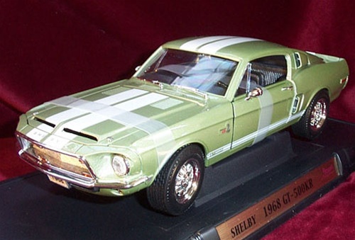 1968 SHELBY GT 500 - LIME GREEN/WHITE SHELBY STRIPING - 1999 RELEASE(1/ ...